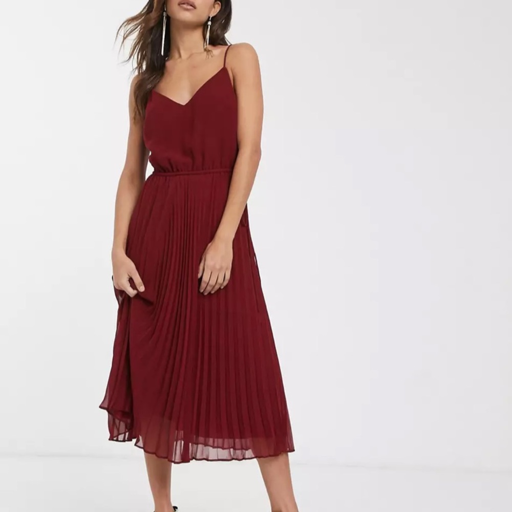 ASOS Pleated Cami Midi Dress w Drawstring Waist